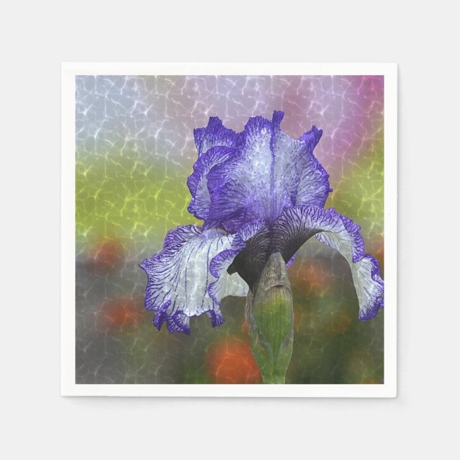 Pretty Purple Iris Paper Napkins (Front)