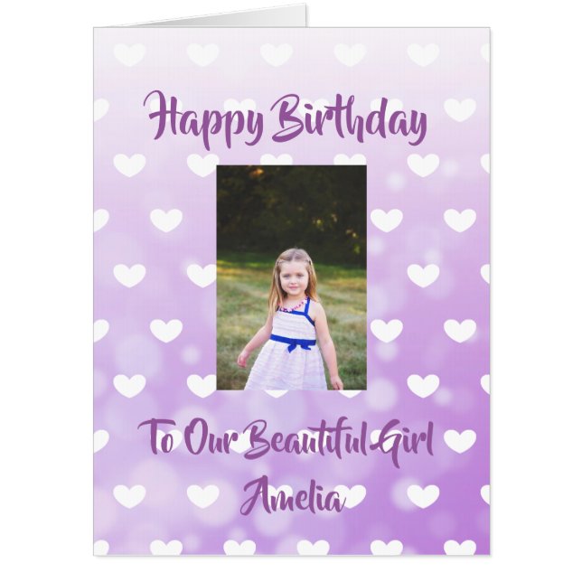 Pretty Purple Jumbo Happy Birthday Personalized Card (Front)