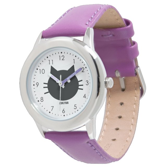 Pretty Purple Kitty Cat Watch (Angled)