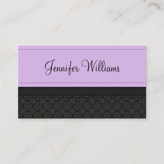 Pretty Purple Label Ribbon Business Cards (Front)