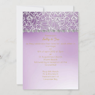 Pretty Purple Lace Diamond Wedding Invitation