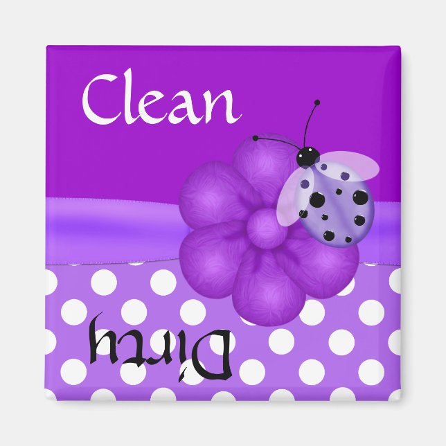 Pretty Purple Ladybug Dishwasher Magnet (Front)