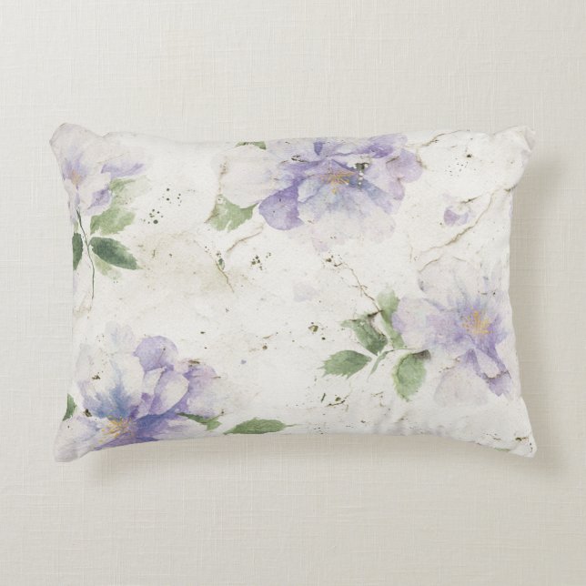Pretty Purple Lavender Flowers Accent Pillow (Front)