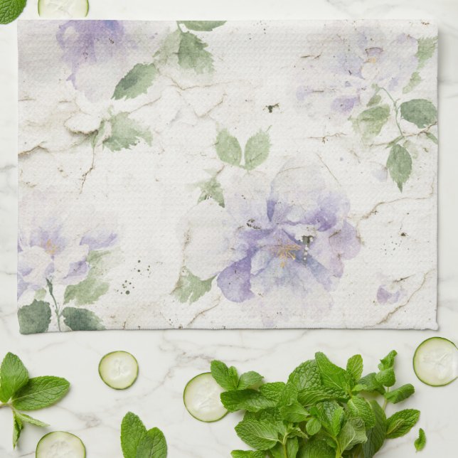Pretty Purple Lavender Flowers Kitchen Towel (Folded)