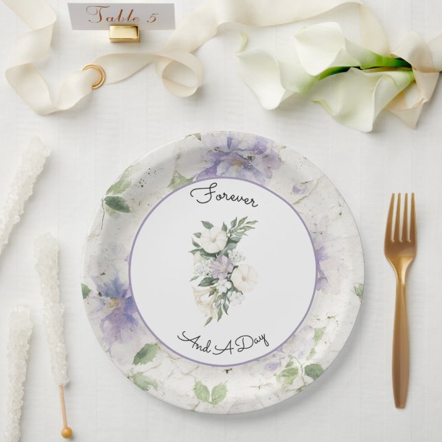 Pretty Purple Lavender Flowers Paper Plates (Wedding)
