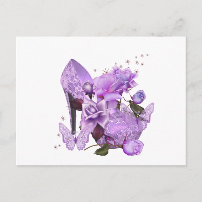 Pretty Purple Lavender Hi Heel Rose Floral Postcard (Front)