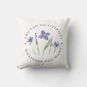 Pretty Purple & Lavender Watercolor Wildflower Throw Pillow