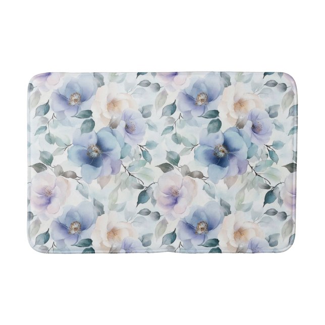 Pretty Purple Lavender White Flowers   Bath Mat (Front)
