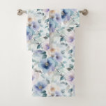 Pretty Purple Lavender White Flowers   Bath Towel Set