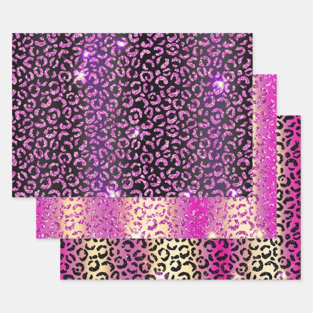 Pretty Purple Leopard  Wrapping Paper Sheets (Set)