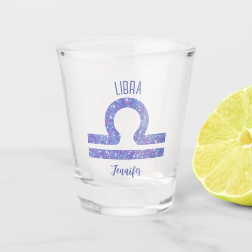 Pretty Purple Libra Astrology Sign Personalized Shot Glass