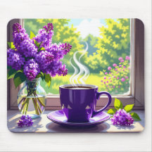 Pretty Purple Lilacs and Coffee