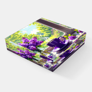 Pretty Purple Lilacs and Coffee Paperweight