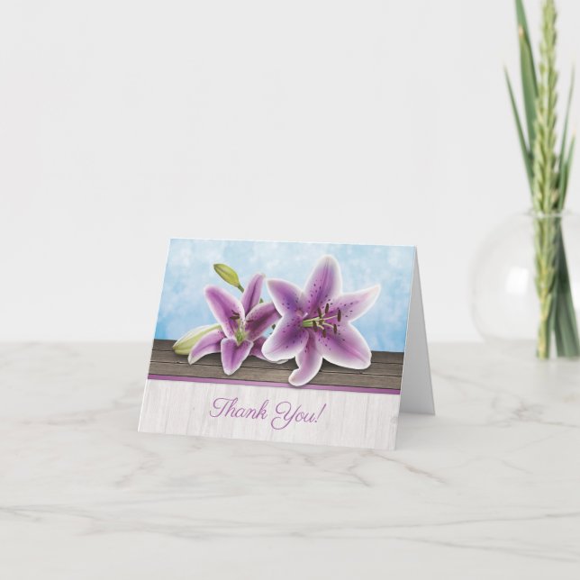 Pretty Purple Lily Thank You Cards (Front)