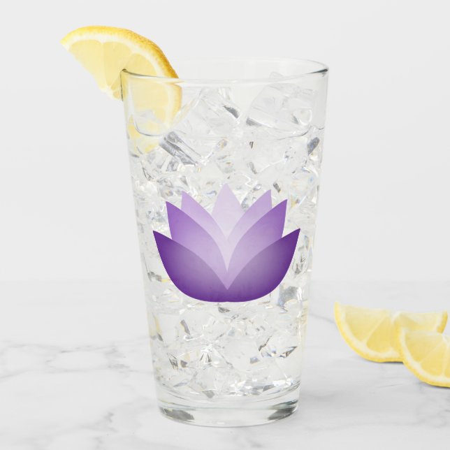 Pretty Purple Lotus Flower  Glass (Front Ice)