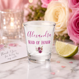Pretty Purple Maid of Honor Keepsake Shot Glass