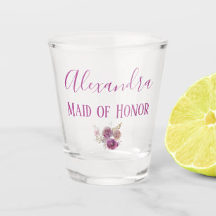 Pretty Purple Maid of Honor Keepsake Shot Glass