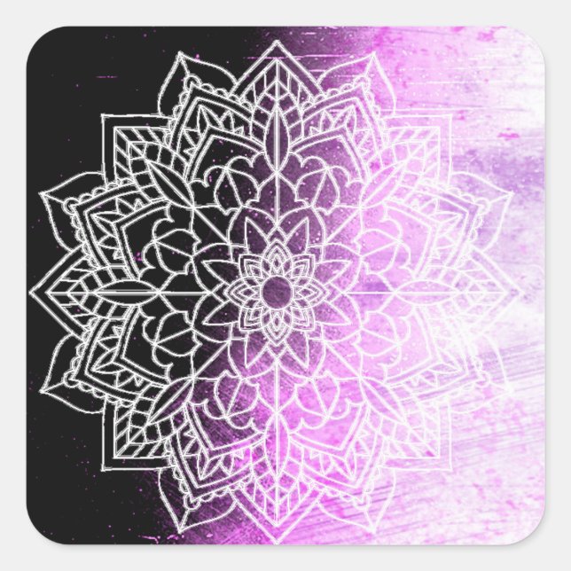 Pretty Purple Mandala Abstract Square Sticker (Front)