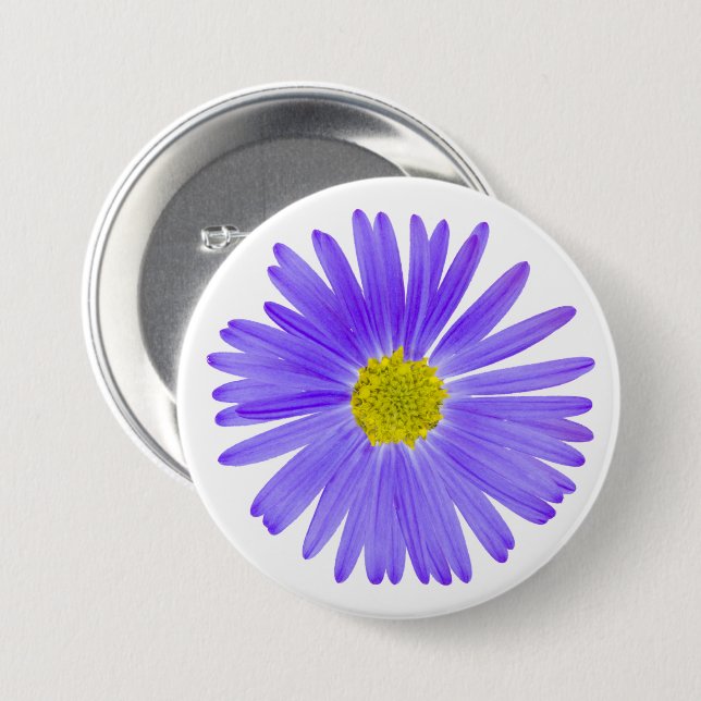 Pretty Purple Many Petaled Wildflower Button (Front & Back)