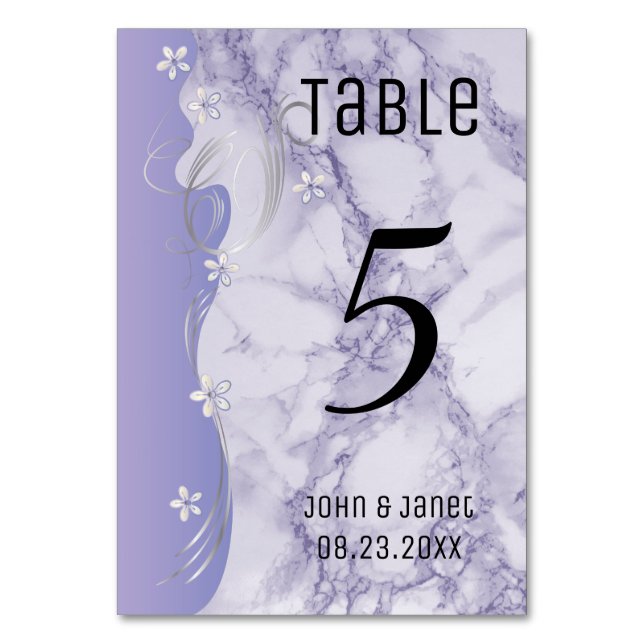 Pretty Purple Marble Design - Table Number (Front)