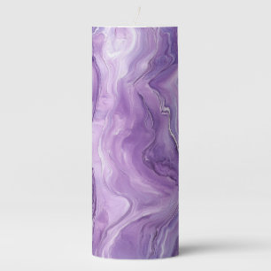 Pretty Purple Marble Pillar Candle