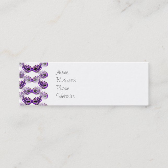 Pretty Purple Masquerade Ball Masks Mardi Gras Mini Business Card (Front)