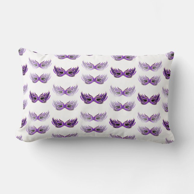 Pretty Purple Masquerade Masks Mardi Gras Lumbar Pillow (Front)