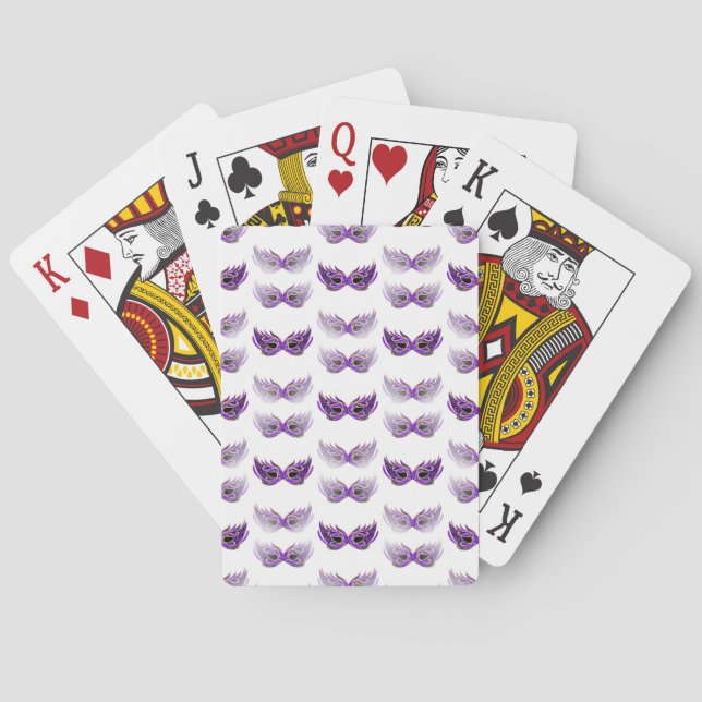 Pretty Purple Masquerade Masks Mardi Gras Poker Cards (Back)