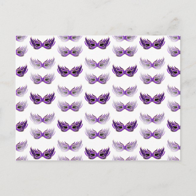 Pretty Purple Masquerade Masks Mardi Gras Postcard (Front)