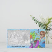 Pretty Purple Mermaid Swimming Fish Seaweed Rocks (Standing Front)