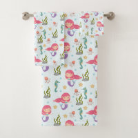 Pretty Purple Mermaids Bath Towel Set