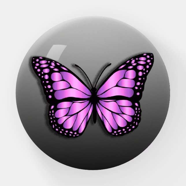 Pretty Purple Monarch Butterfly Paperweight (Front)