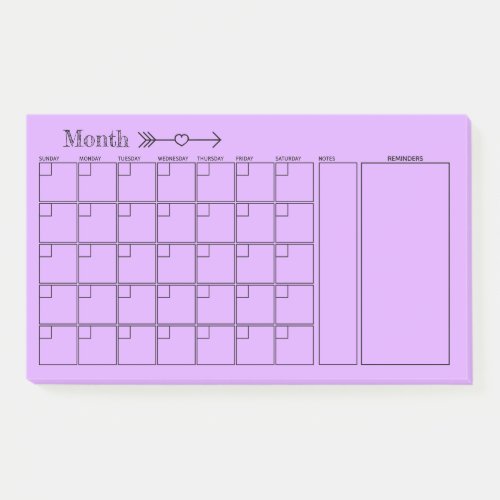 Pretty Purple Monthly Planner Post_it Notes