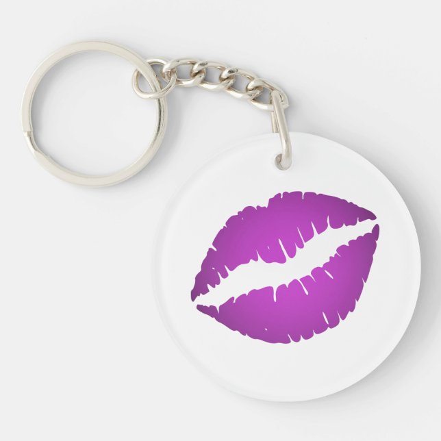 Pretty Purple Ombre Lipstick Pout Kiss Keychain (Front)
