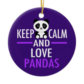 Pretty Purple Panda Lover Ceramic Ornament