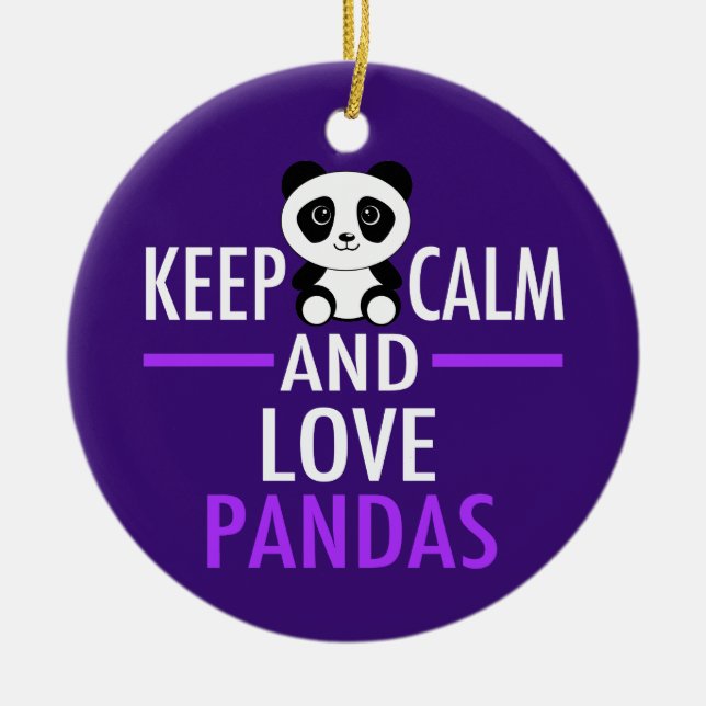 Pretty Purple Panda Lover Ceramic Ornament (Front)