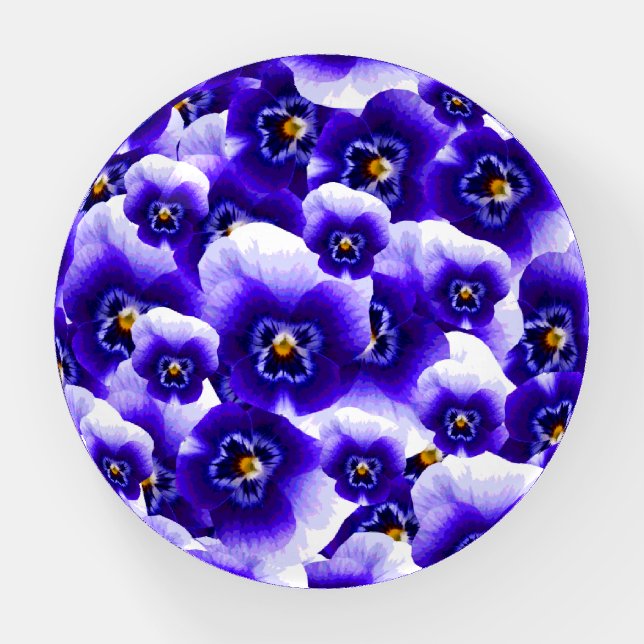 Pretty Purple Pansies Floral Garden Pattern Paperweight (Front)