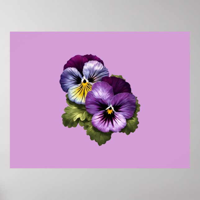 Pretty Purple Pansies Poster (Front)