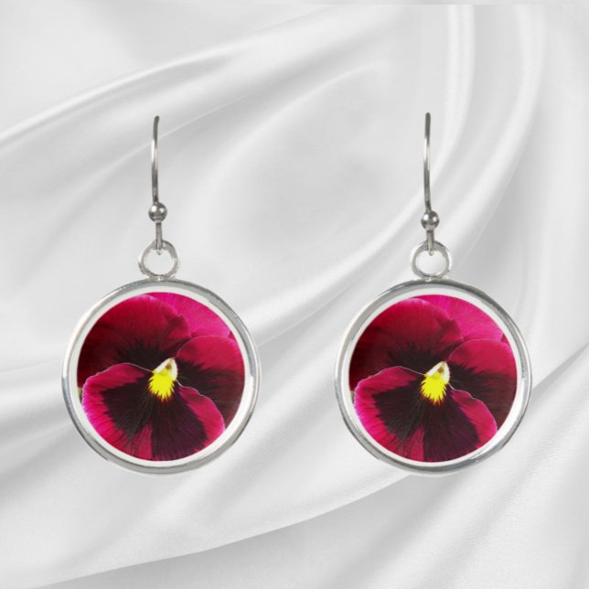 Pretty Purple Pansy Floral Earrings (In Situ)