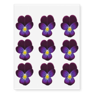 Pretty Purple Pansy Flower Temporary Tattoo