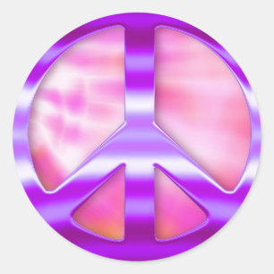 Pretty Purple Peace Sign Classic Round Sticker