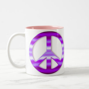 Pretty Purple Peace Sign Two-Tone Coffee Mug