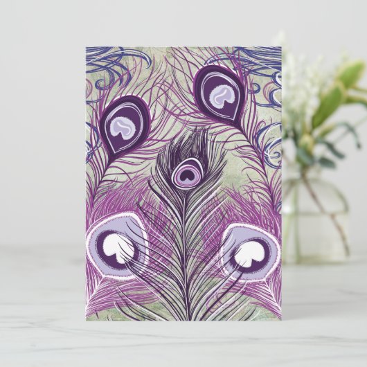 Pretty Purple Peacock Feathers Elegant Design (Standing Front)