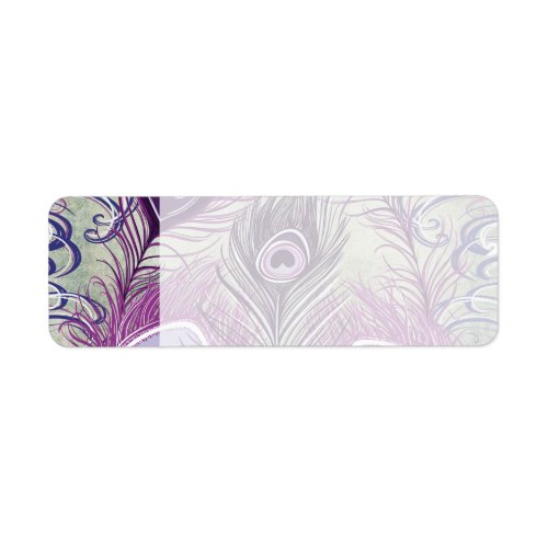Pretty Purple Peacock Feathers Elegant Design Label