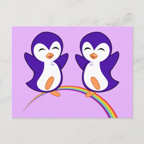 Pretty Purple Penguin Postcard
