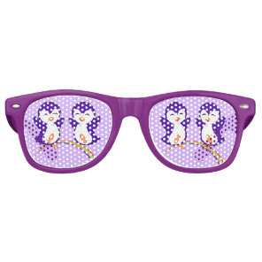 Pretty Purple Penguin Rainbow Retro Sunglasses
