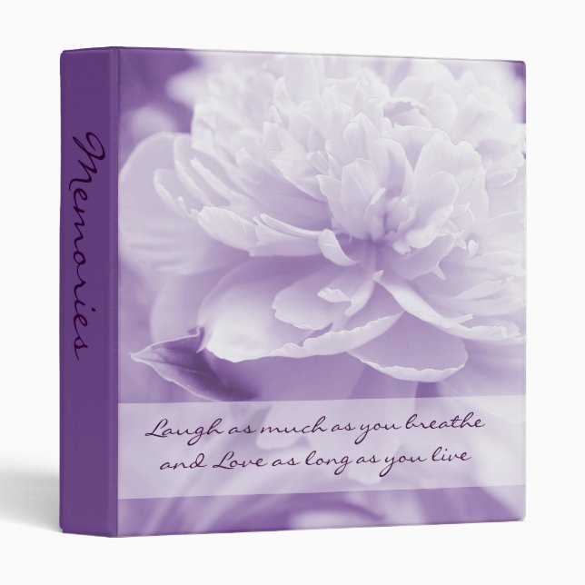 Pretty Purple Peony Quote Photo Album 3 Ring Binder (Front/Spine)