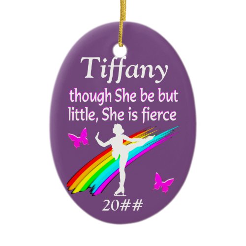 PRETTY PURPLE PERSONALIZE ICE SKATING ORNAMENT