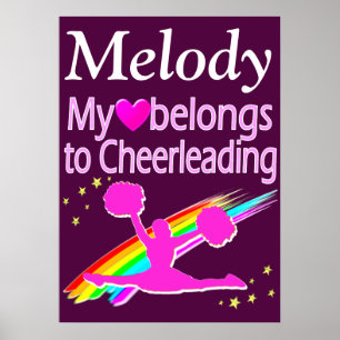 PRETTY PURPLE PERSONALIZED CHEERLEADER POSTER