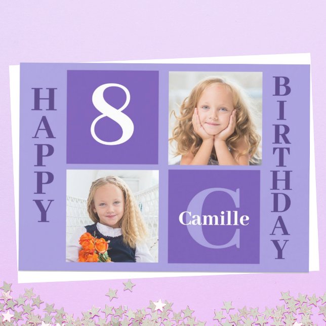 Pretty Purple Personalized Girls Photo Birthday Card (Creator Uploaded)